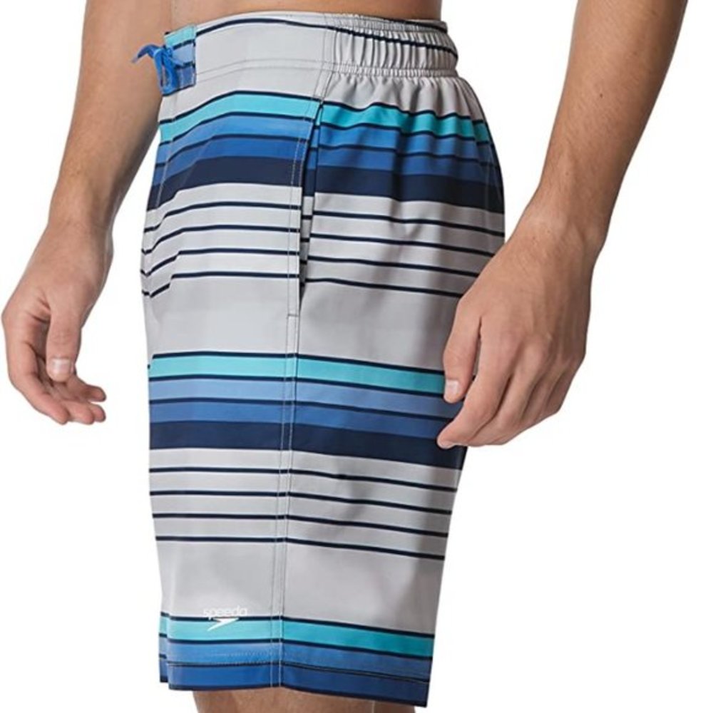 Speedo High-Rise Bondi Boardshort 20" Knee Length Swim Trunks‎ Striped XXL